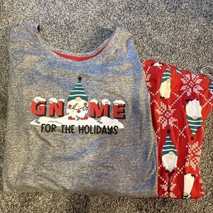 Secret Treasures Womens Lightweight Holiday Christmas 2pc Pajama Set Gnome NEW M